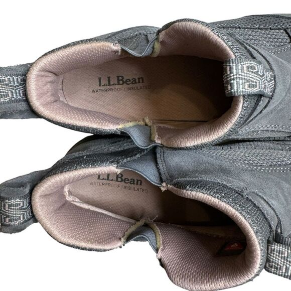 L.L Bean Women's Grey Tek 2.5 Pull On Suede Leather Winter Sneakers Boot Size 11 - Picture 5 of 8